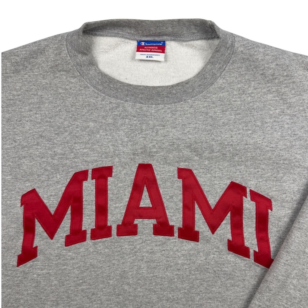 Y2K‎ Champion Miami University Sweatshirt Mens XXL Gray Spellout Crewneck